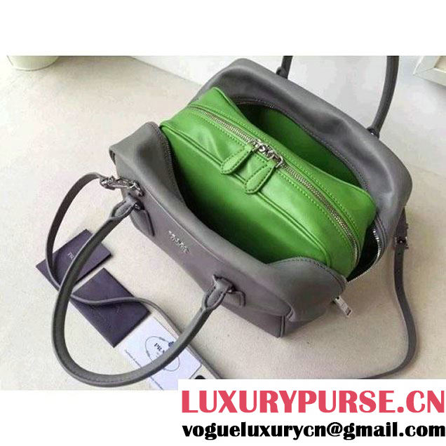 Prada 1BB010 Medium Inside Top Handle Bag Marble+Olive Green Fall 2015 (2A016-091517 )