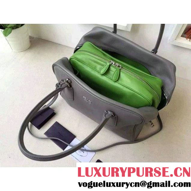 Prada Large Inside Top Handle Bag Marble+Olive Green Fall 2015 (2A016-091518 )