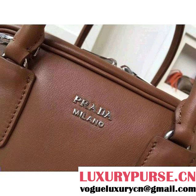 Prada 1BB011 Small Inside Top Handle Bag Cinnamon+Turquoise Fall 2015 (2A016-091519 )