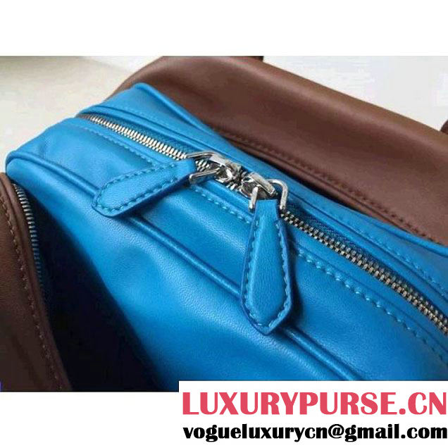 Prada 1BB011 Small Inside Top Handle Bag Cinnamon+Turquoise Fall 2015 (2A016-091519 )