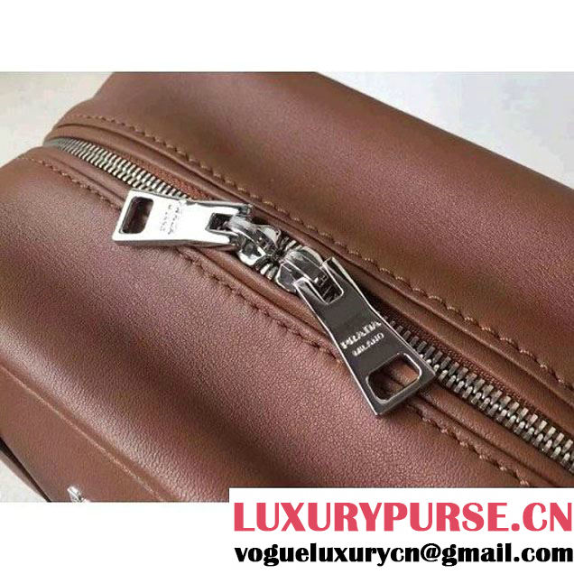 Prada 1BB011 Small Inside Top Handle Bag Cinnamon+Turquoise Fall 2015 (2A016-091519 )