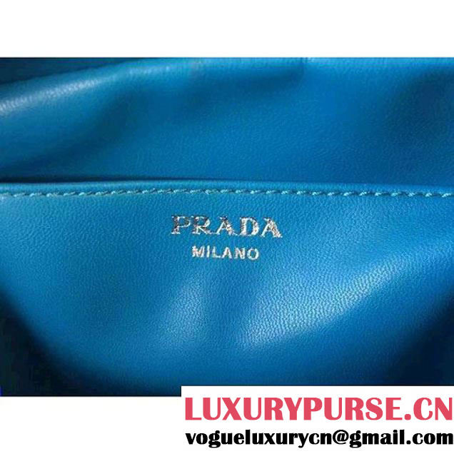 Prada 1BB011 Small Inside Top Handle Bag Cinnamon+Turquoise Fall 2015 (2A016-091519 )