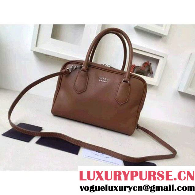 Prada 1BB010 Medium Inside Top Handle Bag Cinnamon+Turquoise Fall 2015 (2A016-091520 )