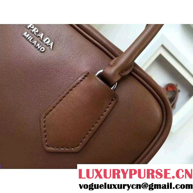 Prada 1BB010 Medium Inside Top Handle Bag Cinnamon+Turquoise Fall 2015 (2A016-091520 )