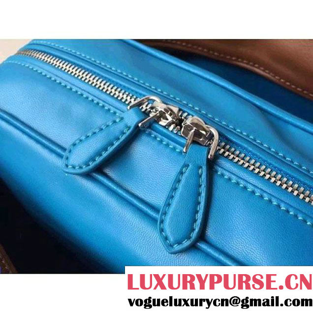 Prada 1BB010 Medium Inside Top Handle Bag Cinnamon+Turquoise Fall 2015 (2A016-091520 )