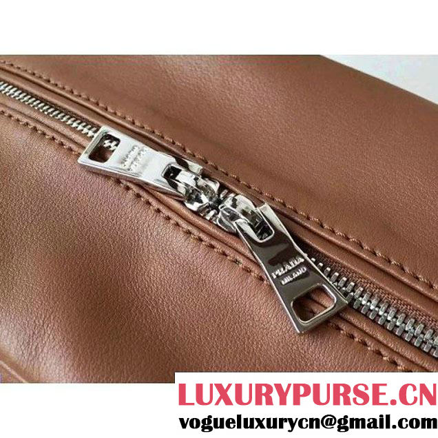Prada 1BB010 Medium Inside Top Handle Bag Cinnamon+Turquoise Fall 2015 (2A016-091520 )