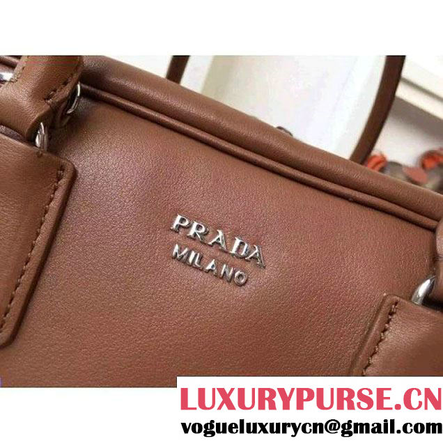 Prada 1BB010 Medium Inside Top Handle Bag Cinnamon+Turquoise Fall 2015 (2A016-091520 )