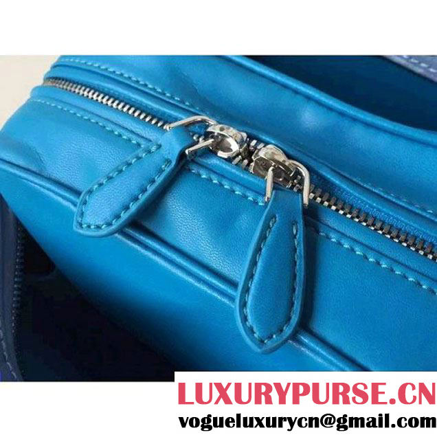 Prada 1BB011 Small Inside Calf Leather Ostrich Pattern Bag Astral+Ocean Blue 2015 (2A016-091526 )