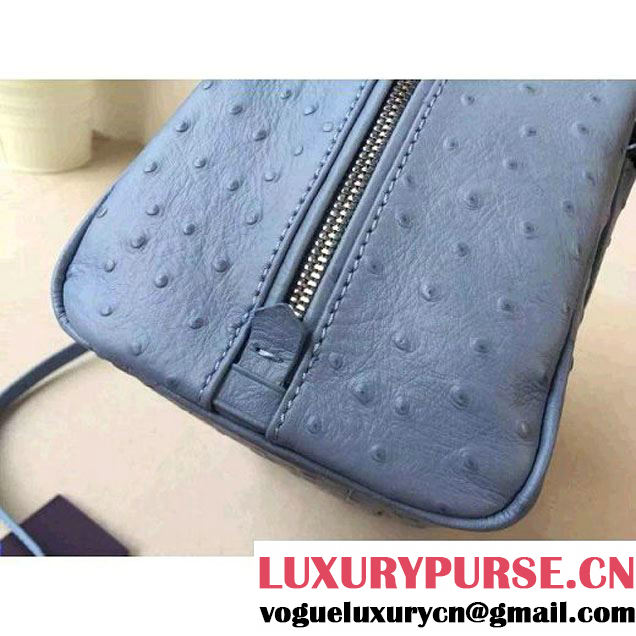 Prada 1BB011 Small Inside Calf Leather Ostrich Pattern Bag Astral+Ocean Blue 2015 (2A016-091526 )