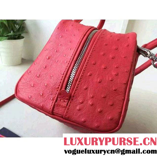 Prada 1BB011 Small Inside Calf Leather Ostrich Pattern Bag Red+Peach 2015 (2A016-091528 )