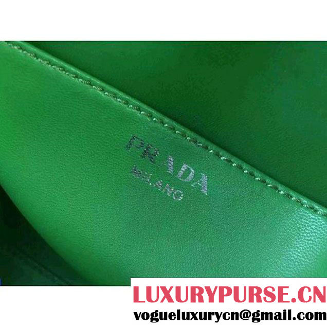 Prada 1BB010 Medium Inside Calf Leather Ostrich Pattern Bag Cloudy Gray+Olive Green 2015 (2A016-091525 )