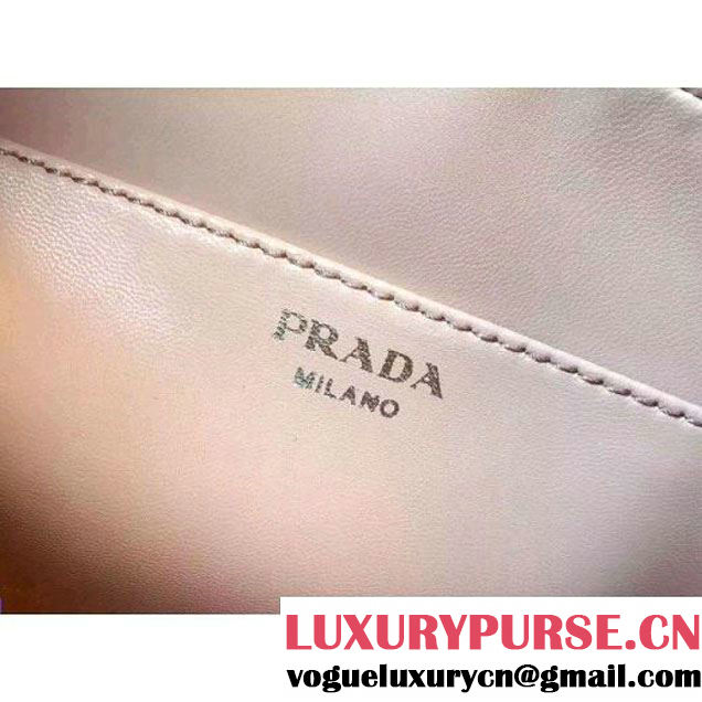 Prada 1BB010 Medium Inside Calf Leather Ostrich Pattern Bag Red+Peach 2015 (2A016-091529 )