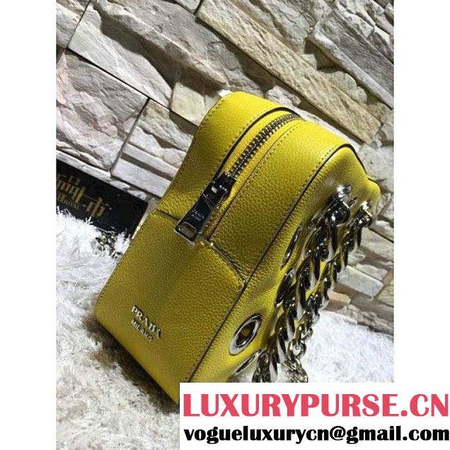 Prada 1BB017 Top Handle Bag Yellow 2016 (2A193-6011501 )