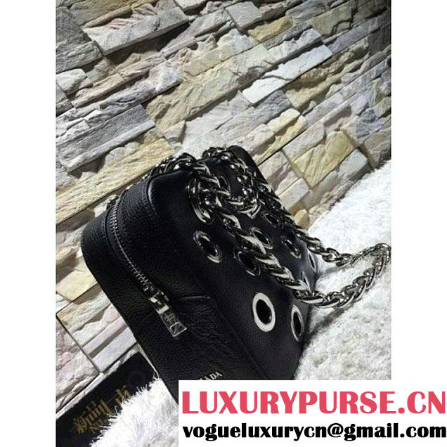 Prada 1BB017 Top Handle Bag Black 2016 (2A193-6011502 )