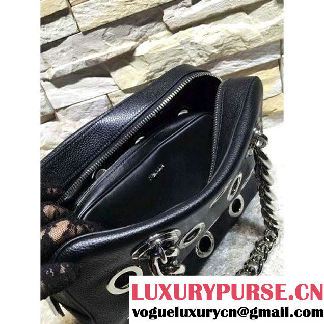 Prada 1BB017 Top Handle Bag Black 2016 (2A193-6011502 )