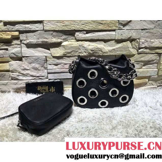 Prada 1BA027 Top Handle Bag Black 2016 (2A193-6011506 )