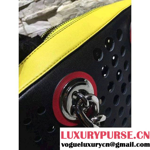 Prada Perforated City Fori Chain Shoulder Bag Yellow/Black Resort 2016 (2A193-6012801 )