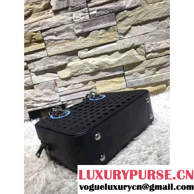Prada Perforated City Fori Chain Shoulder Bag Black/Black Resort 2016 (2A193-6012803 )