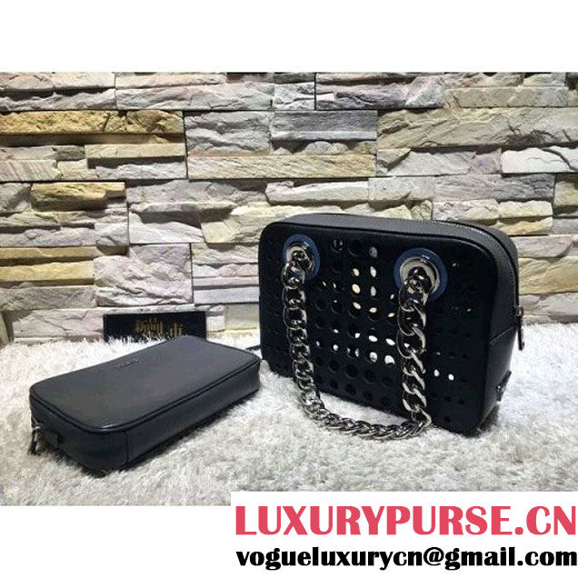 Prada Perforated City Fori Chain Shoulder Bag Black/Black Resort 2016 (2A193-6012803 )