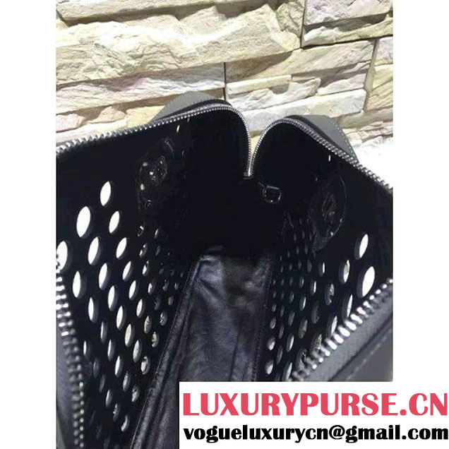 Prada Perforated City Fori Chain Shoulder Bag Black/Black Resort 2016 (2A193-6012803 )