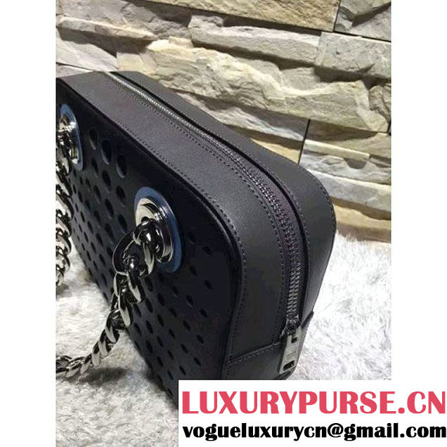 Prada Perforated City Fori Chain Shoulder Bag Black/Black Resort 2016 (2A193-6012803 )