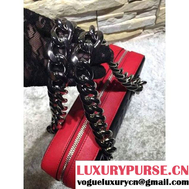 Prada Perforated City Fori Chain Shoulder Bag Red/Black Resort 2016 (2A193-6012804 )