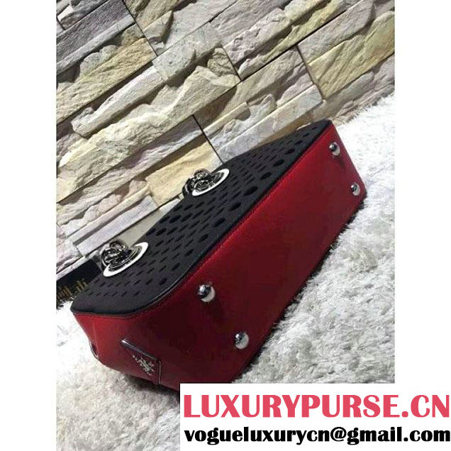 Prada Perforated City Fori Chain Shoulder Bag Red/Black Resort 2016 (2A193-6012804 )