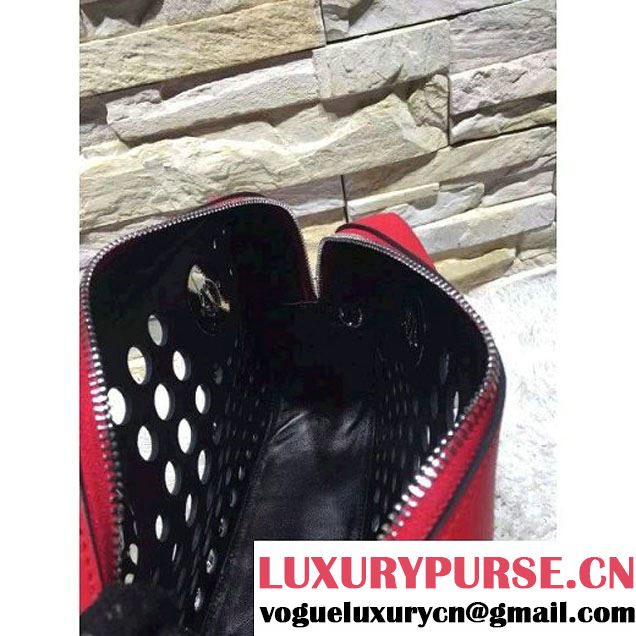 Prada Perforated City Fori Chain Shoulder Bag Red/Black Resort 2016 (2A193-6012804 )