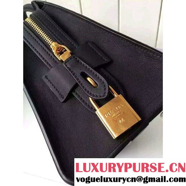 Prada Small Esplanade Saffiano and Calf Leather Bag Black 2016 (2A016-6060405 )