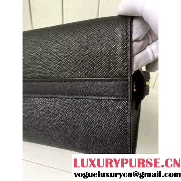 Prada Small Esplanade Saffiano and Calf Leather Bag Black 2016 (2A016-6060405 )