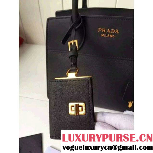 Prada Small Esplanade Saffiano and Calf Leather Bag Black 2016 (2A016-6060405 )
