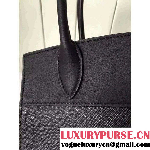 Prada Small Esplanade Saffiano and Calf Leather Bag Black 2016 (2A016-6060405 )