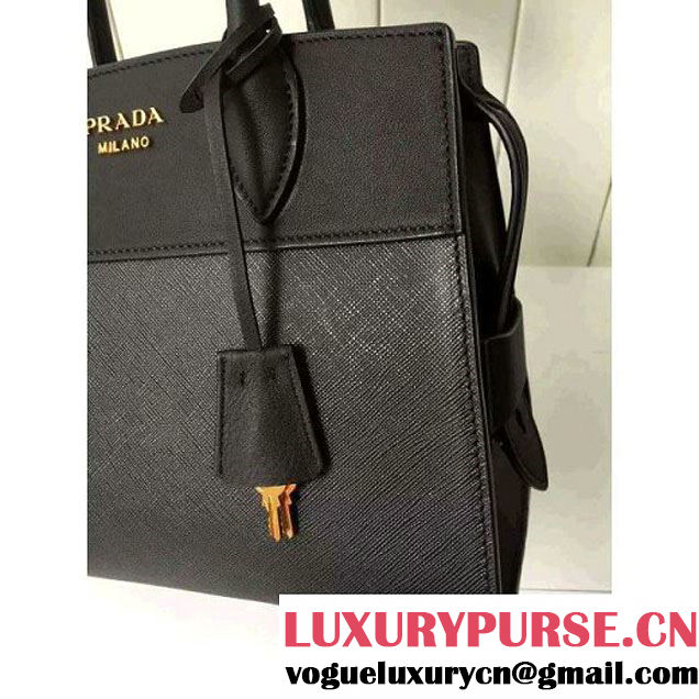 Prada Small Esplanade Saffiano and Calf Leather Bag Black 2016 (2A016-6060405 )