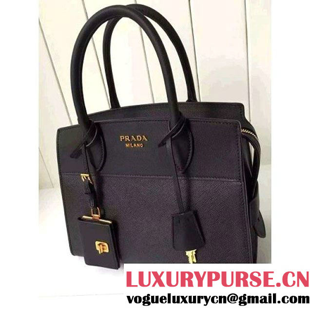 Prada Small Esplanade Saffiano and Calf Leather Bag Black 2016 (2A016-6060405 )