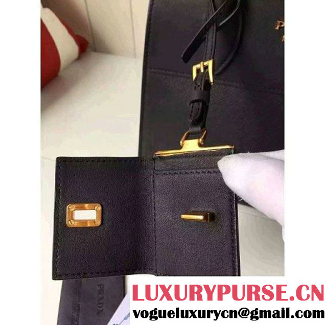 Prada Small Esplanade Saffiano and Calf Leather Bag Black 2016 (2A016-6060405 )