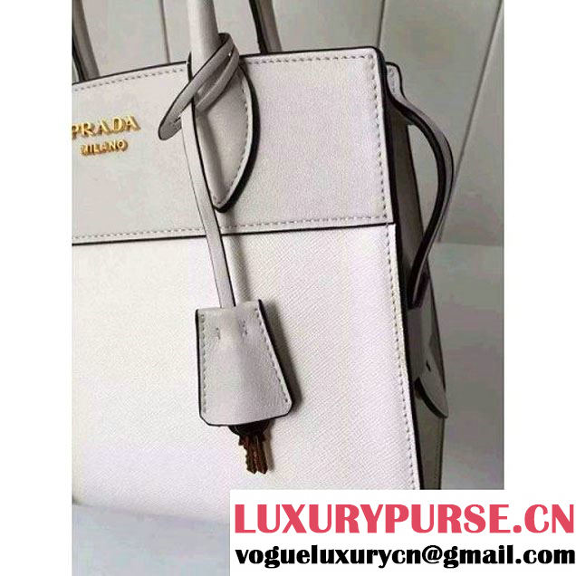 Prada Small Esplanade Saffiano and Calf Leather Bag White/Off-white 2016 (2A016-6060406 )
