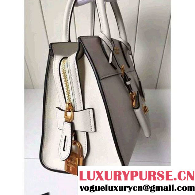 Prada Small Esplanade Saffiano and Calf Leather Bag White/Off-white 2016 (2A016-6060406 )