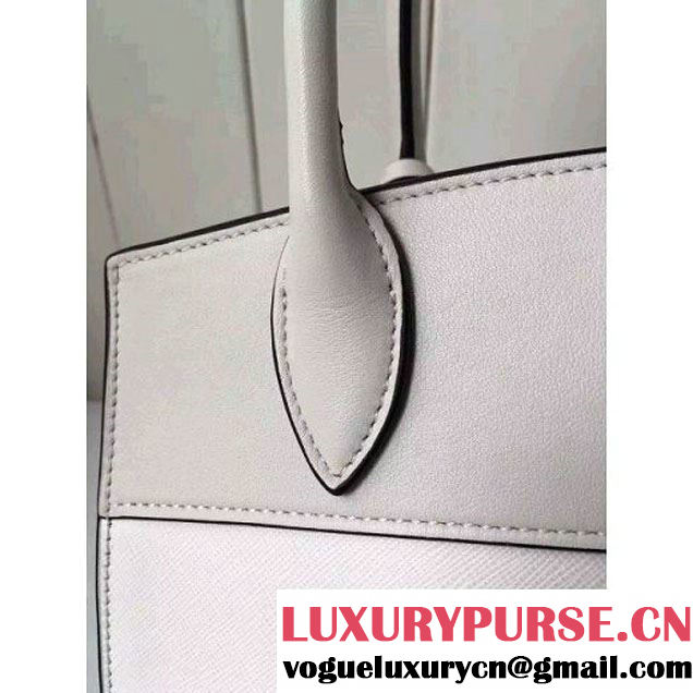 Prada Small Esplanade Saffiano and Calf Leather Bag White/Off-white 2016 (2A016-6060406 )