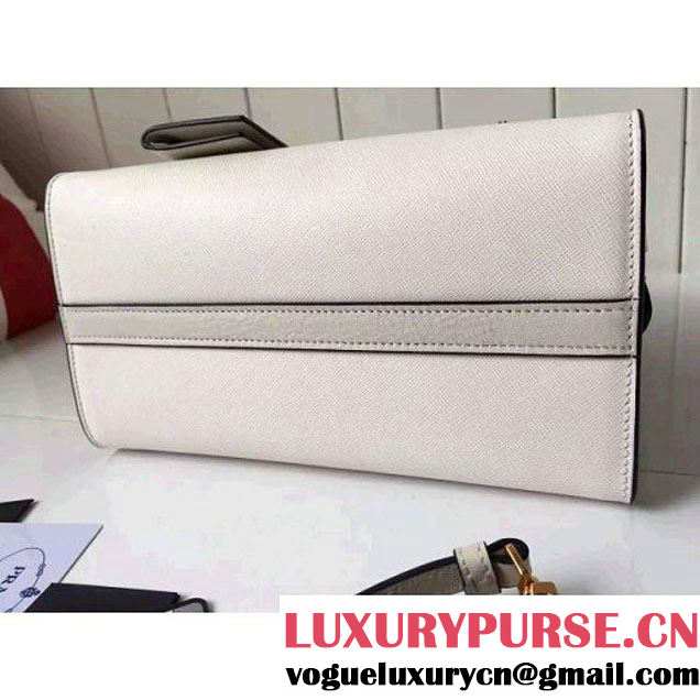 Prada Small Esplanade Saffiano and Calf Leather Bag White/Off-white 2016 (2A016-6060406 )