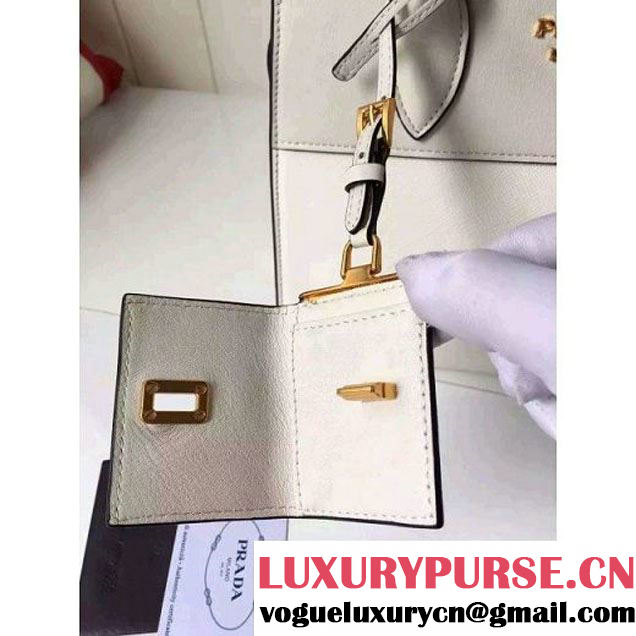 Prada Small Esplanade Saffiano and Calf Leather Bag White/Off-white 2016 (2A016-6060406 )