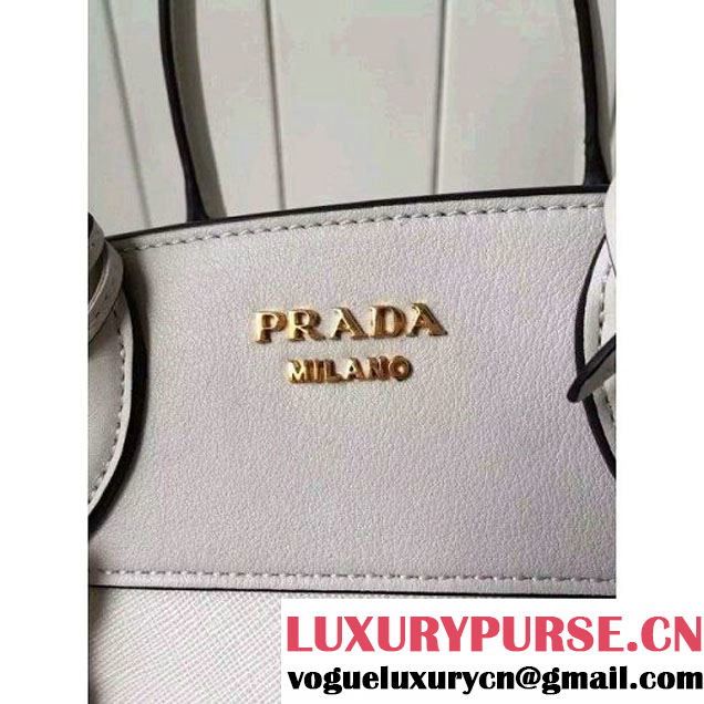 Prada Small Esplanade Saffiano and Calf Leather Bag White/Off-white 2016 (2A016-6060406 )