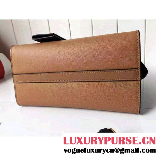 Prada Small Esplanade Saffiano and Calf Leather Bag Camel/Black 2016 (2A016-6060407 )