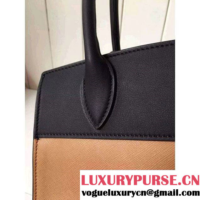 Prada Small Esplanade Saffiano and Calf Leather Bag Camel/Black 2016 (2A016-6060407 )