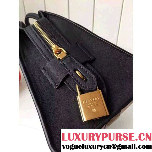 Prada Small Esplanade Saffiano and Calf Leather Bag Camel/Black 2016 (2A016-6060407 )