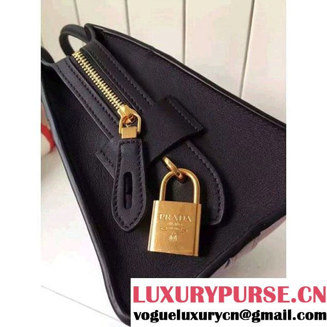 Prada Small Esplanade Saffiano and Calf Leather Bag Burgundy/Black 2016 (2A016-6060408 )