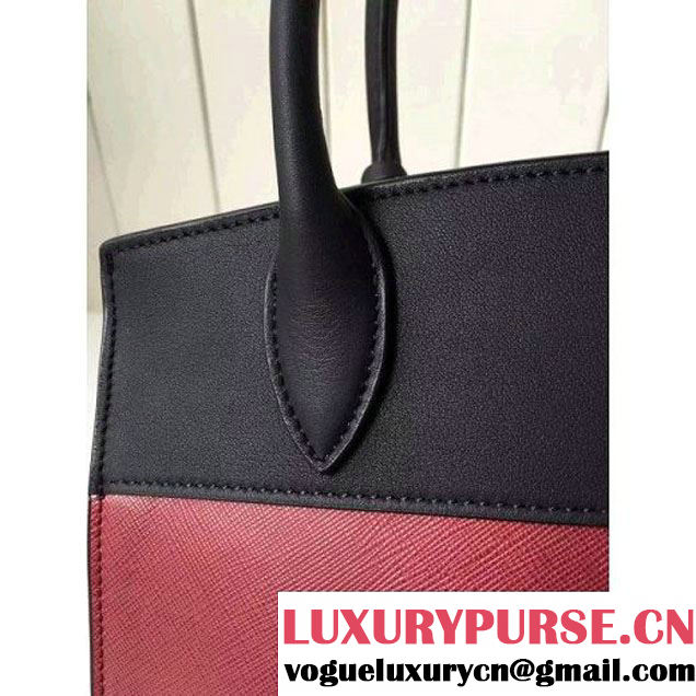 Prada Small Esplanade Saffiano and Calf Leather Bag Burgundy/Black 2016 (2A016-6060408 )