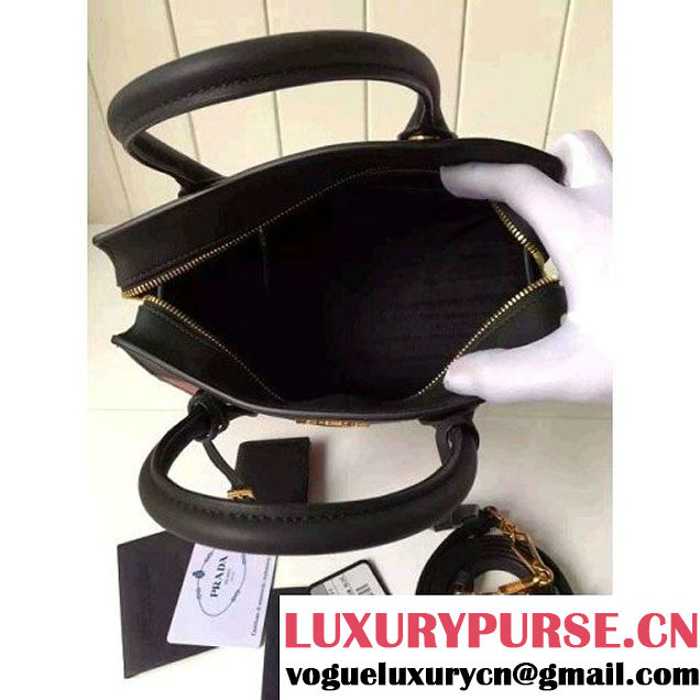 Prada Small Esplanade Saffiano and Calf Leather Bag Burgundy/Black 2016 (2A016-6060408 )