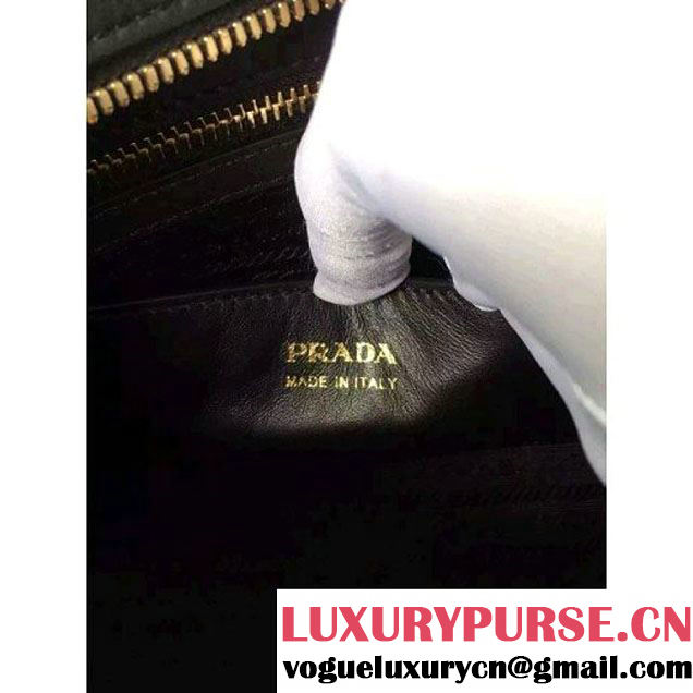 Prada Small Esplanade Saffiano and Calf Leather Bag Burgundy/Black 2016 (2A016-6060408 )