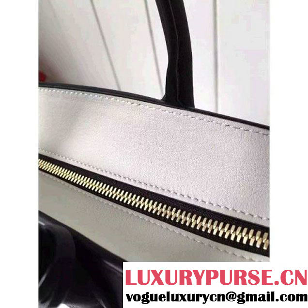 Prada Small Esplanade Saffiano and Calf Leather Bag White/Black 2016 (2A016-6060409 )