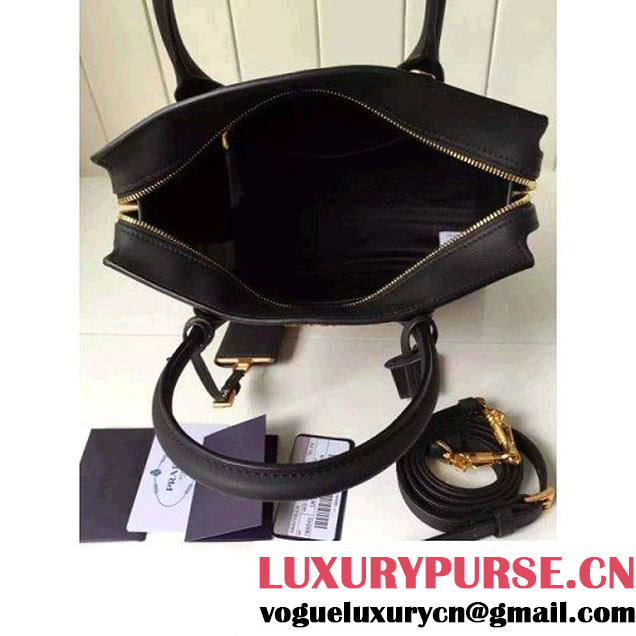 Prada 1BA046 Medium Esplanade Saffiano and Calf Leather Bag Camel/Black 2016 (2A016-6061204 )